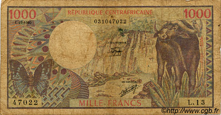 1000 Francs ZENTRALAFRIKANISCHE REPUBLIK  1980 P.10 SGE