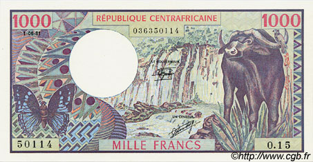 1000 Francs CENTRAL AFRICAN REPUBLIC  1981 P.10 UNC