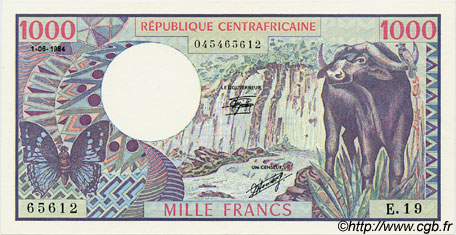 1000 Francs REPúBLICA CENTROAFRICANA  1984 P.10 SC+