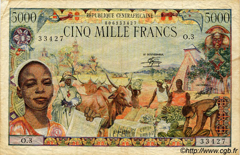 5000 Francs ZENTRALAFRIKANISCHE REPUBLIK  1980 P.11 fSS