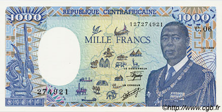 1000 Francs REPúBLICA CENTROAFRICANA  1989 P.16 FDC