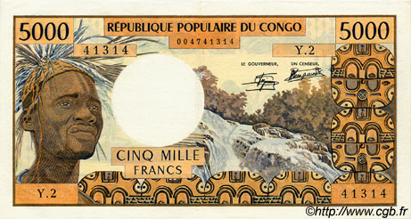 5000 Francs CONGO  1974 P.04c SPL a AU