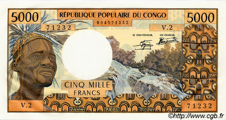 5000 Francs CONGO  1974 P.04c UNC