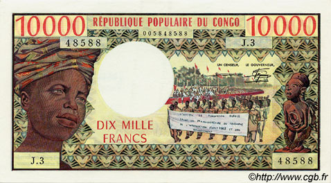10000 Francs CONGO  1978 P.05b SC