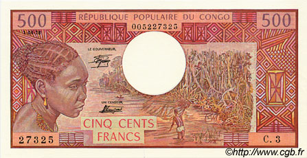 500 Francs CONGO  1978 P.02b q.FDC