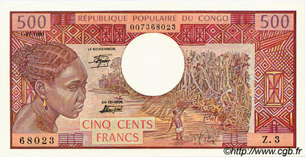 500 Francs CONGO  1980 P.02c UNC