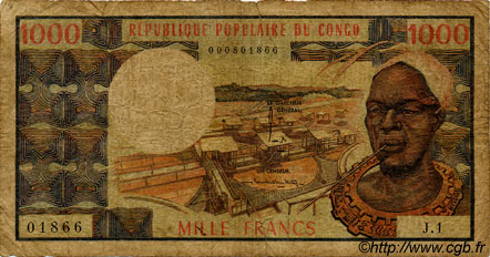 1000 Francs CONGO  1973 P.03a RC