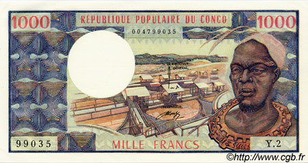 1000 Francs CONGO  1974 P.03b ST