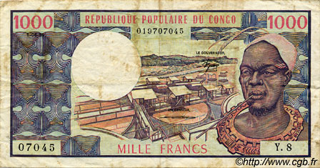 1000 Francs CONGO  1981 P.03e BC