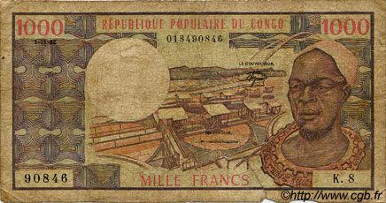 1000 Francs CONGO  1982 P.03e MC
