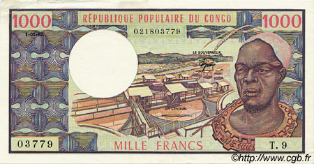 1000 Francs CONGO  1982 P.03e VZ