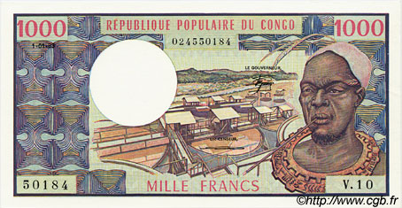 1000 Francs CONGO  1983 P.03e fST+