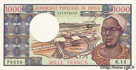 1000 Francs CONGO  1984 P.03e q.FDC