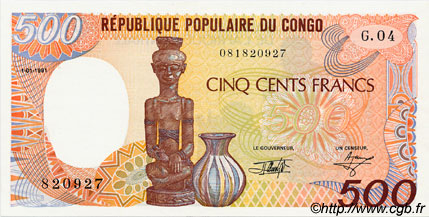 500 Francs CONGO  1991 P.08d FDC