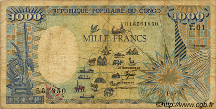 1000 Francs CONGO  1985 P.09 SGE