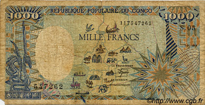 1000 Francs CONGO  1988 P.10a q.B