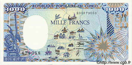 1000 Francs CONGO  1990 P.10b FDC