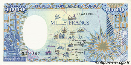 1000 Francs CONGO  1991 P.10c FDC