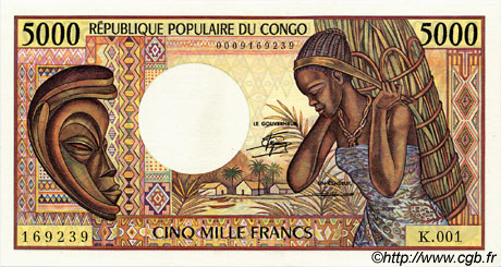 5000 Francs CONGO  1984 P.06a q.FDC
