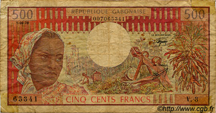 500 Francs GABON  1978 P.02b G