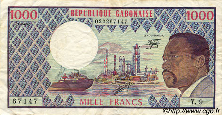 1000 Francs GABON  1978 P.03d VF