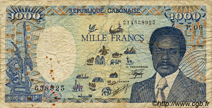 1000 Francs GABON  1990 P.10a G