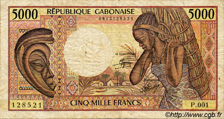 5000 Francs GABON  1984 P.06a q.MB