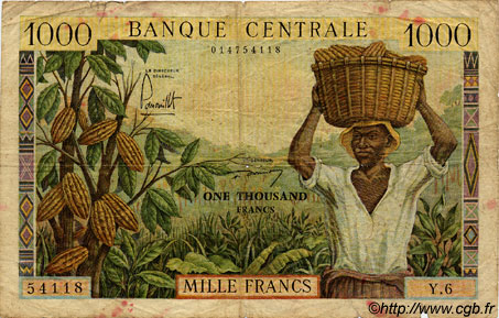 1000 Francs CAMEROON  1960 P.12a VG