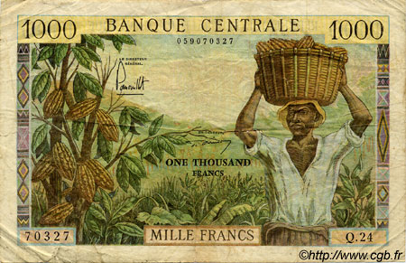 1000 Francs CAMERUN  1960 P.12b MB