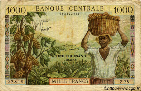 1000 Francs CAMERúN  1960 P.12b BC
