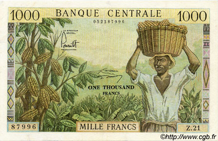 1000 Francs CAMERúN  1960 P.12b BC+