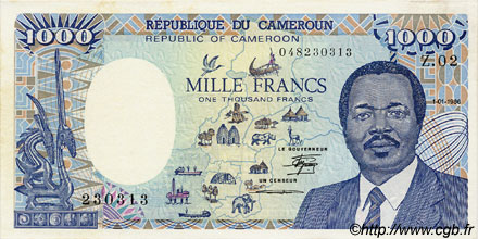1000 Francs KAMERUN  1986 P.26a fST