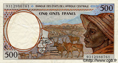 500 Francs ZENTRALAFRIKANISCHE LÄNDER  1993 P.101Ca SS