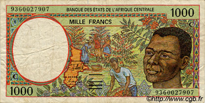 1000 Francs STATI DI L  AFRICA CENTRALE  1993 P.102Ca MB