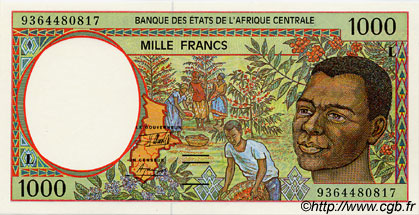 1000 Francs ZENTRALAFRIKANISCHE LÄNDER  1993 P.402La ST