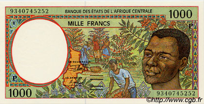 1000 Francs ZENTRALAFRIKANISCHE LÄNDER  1993 P.602Pa ST