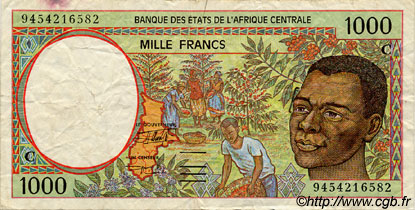 1000 Francs STATI DI L  AFRICA CENTRALE  1994 P.102Cb MB