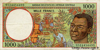 1000 Francs STATI DI L  AFRICA CENTRALE  1995 P.202Ed BB