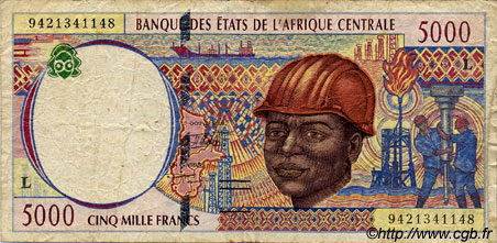 5000 Francs CENTRAL AFRICAN STATES  1994 P.404La VG