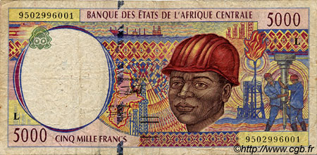5000 Francs ZENTRALAFRIKANISCHE LÄNDER  1995 P.404Lb fS