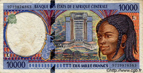 10000 Francs STATI DI L  AFRICA CENTRALE  1997 P.405Lc MB