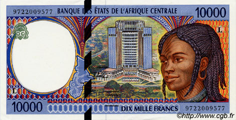 10000 Francs STATI DI L  AFRICA CENTRALE  1997 P.405Lc q.FDC