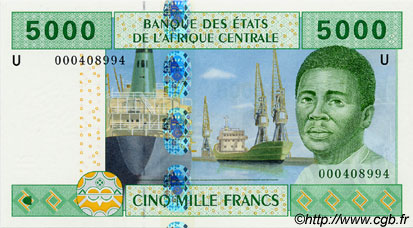 5000 Francs STATI DI L  AFRICA CENTRALE  2002 P.209U FDC