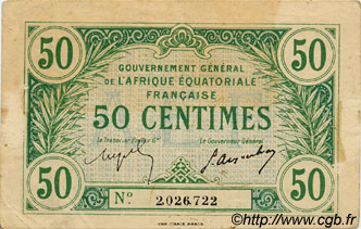 50 Centimes AFRIQUE ÉQUATORIALE FRANÇAISE  1917 P.01a VF