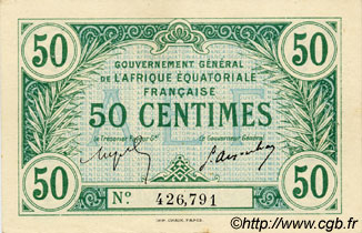 50 Centimes AFRIQUE ÉQUATORIALE FRANÇAISE  1917 P.01a AU-
