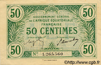 50 Centimes AFRIQUE ÉQUATORIALE FRANÇAISE  1917 P.01b q.SPL