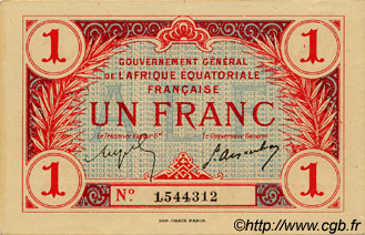 1 Franc AFRIQUE ÉQUATORIALE FRANÇAISE  1917 P.02a SC
