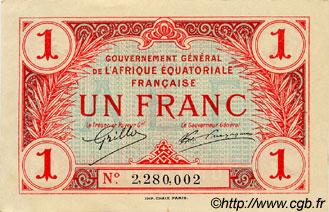 1 Franc AFRIQUE ÉQUATORIALE FRANÇAISE  1917 P.02a XF+