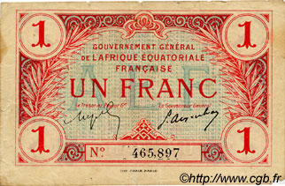 1 Franc AFRIQUE ÉQUATORIALE FRANÇAISE  1917 P.02b F-