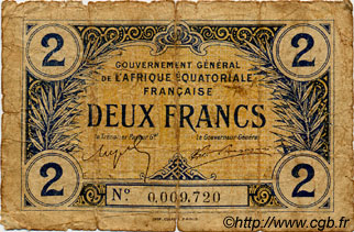 2 Francs AFRIQUE ÉQUATORIALE FRANÇAISE  1917 P.03 q.B